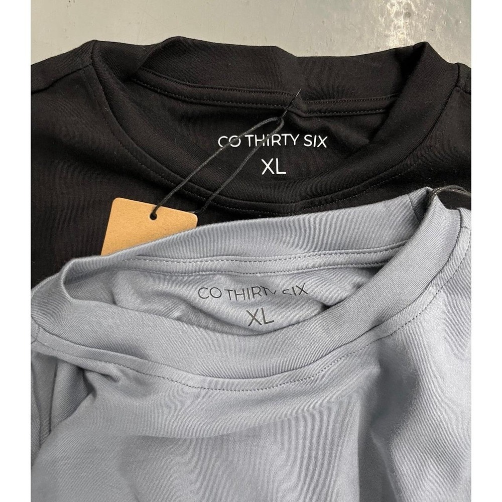 Mens NWT CO Thirty Six Stretchy Crewneck Solid Minimalist T-Shirts Set OF 2 - Picture 3 of 6